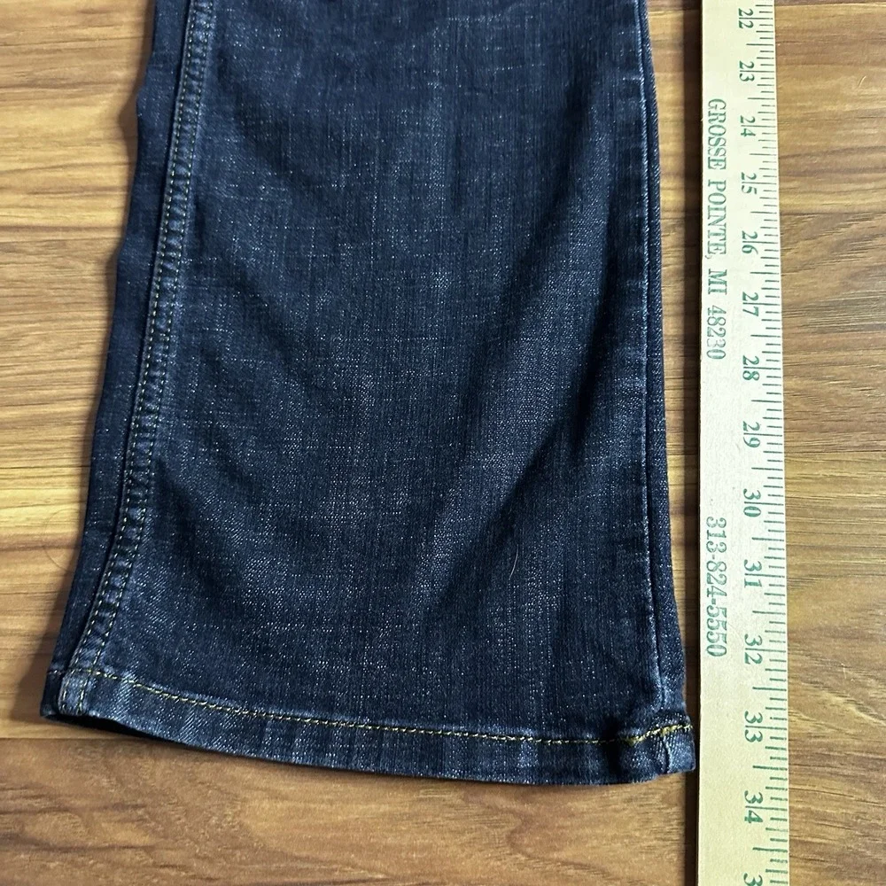 Wrangler Retro Jeans Mens 32x34 Dark Blue Denim Patch Slim Fit Bootcut 77MWZDX